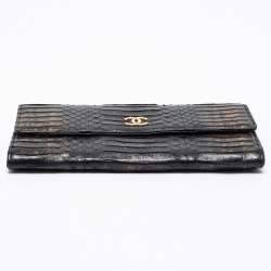 Chanel Black Python Leather Continental Wallet