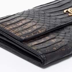 Chanel Black Python Leather Continental Wallet