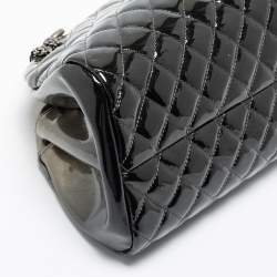 Pre Owned Chanel Grey Ombre Quilted Patent Leather Just Mademoiselle Bowler Bag