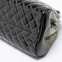 Pre Owned Chanel Grey Ombre Quilted Patent Leather Just Mademoiselle Bowler Bag