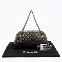 Pre Owned Chanel Grey Ombre Quilted Patent Leather Just Mademoiselle Bowler Bag
