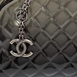 Pre Owned Chanel Grey Ombre Quilted Patent Leather Just Mademoiselle Bowler Bag
