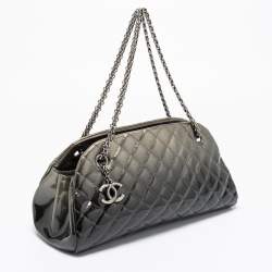 Pre Owned Chanel Grey Ombre Quilted Patent Leather Just Mademoiselle Bowler Bag