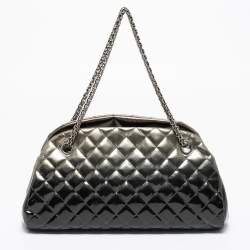 Pre Owned Chanel Grey Ombre Quilted Patent Leather Just Mademoiselle Bowler Bag