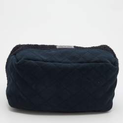 Pre Owned Chanel Black Fabric And Canvas Front Pocket Tote