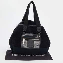 Pre Owned Chanel Black Fabric And Canvas Front Pocket Tote