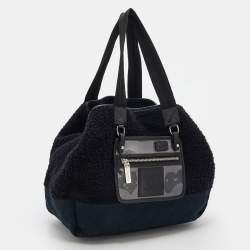 Pre Owned Chanel Black Fabric And Canvas Front Pocket Tote