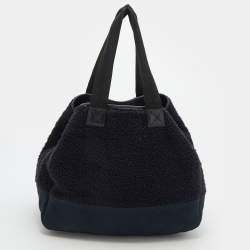 Pre Owned Chanel Black Fabric And Canvas Front Pocket Tote
