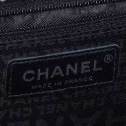 Pre Owned Chanel Black/White Chessboard Tweed and Patent Leather Flap Bag