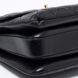 Pre Owned Chanel Black Quilted Lambskin Leather Small Trendy CC Flap Top Handle Bag