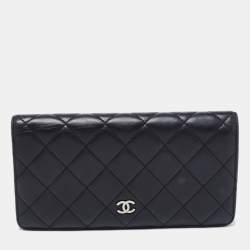 Chanel Black Quilted Leather CC L Yen Wallet