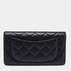 Chanel Black Quilted Leather CC L Yen Wallet