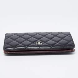 Chanel Black Quilted Leather CC L Yen Wallet