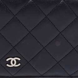 Chanel Black Quilted Leather CC L Yen Wallet