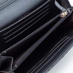 Pre Owned Chanel Navy Blue Quilted Leather Pearl Embellished Wallet on Chain