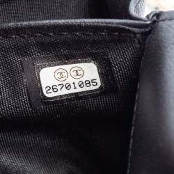 Pre Owned Chanel Navy Blue Quilted Leather Pearl Embellished Wallet on Chain