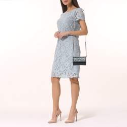 Pre Owned Chanel Navy Blue Quilted Leather Pearl Embellished Wallet on Chain