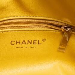 Pre Owned Chanel Yellow Quilted Caviar Leather Filigree Waist Bag