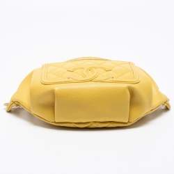 Pre Owned Chanel Yellow Quilted Caviar Leather Filigree Waist Bag