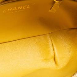 Pre Owned Chanel Yellow Quilted Caviar Leather Filigree Waist Bag