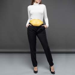 Pre Owned Chanel Yellow Quilted Caviar Leather Filigree Waist Bag