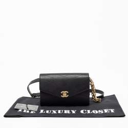 Pre Owned Chanel Black Chevron Quilted Leather Coco Waist Belt Bag