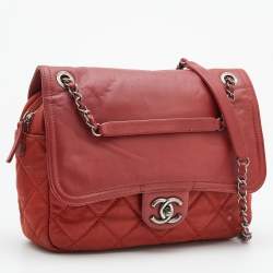 Pre Owned Chanel Rust Orange Quilted Leather In The Mix Flap Bag