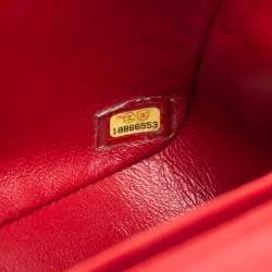 Pre Owned Chanel Red Quilted Caviar Leather Mini Square Classic Flap Bag