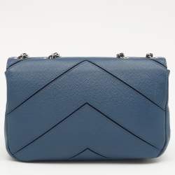 Pre Owned Chanel Blue Caviar Leather Chevron Flap Bag