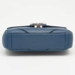 Pre Owned Chanel Blue Caviar Leather Chevron Flap Bag