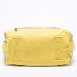 Pre Owned Chanel Beige/Yellow Canvas Weekend Boston Bag