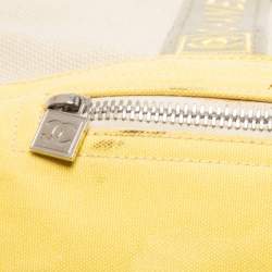 Pre Owned Chanel Beige/Yellow Canvas Weekend Boston Bag