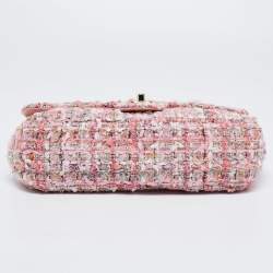 مملوكة مسبقًا Chanel Pink Tweed Pearl Handle Flap Bag 