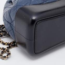 Pre Owned Chanel Blue/Black Quilted Aged Leather Small Gabrielle Backpack