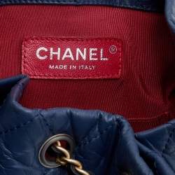 Pre Owned Chanel Blue/Black Quilted Aged Leather Small Gabrielle Backpack