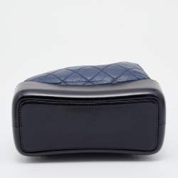Pre Owned Chanel Blue/Black Quilted Aged Leather Small Gabrielle Backpack