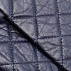 Pre Owned Chanel Navy Blue Quilted Crinkled Leather Reissue 2.55 Classic 227 Double Flap Bag