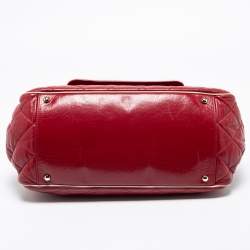 Pre Owned Chanel Red Quilted Leather East West Reissue Flap Bag
