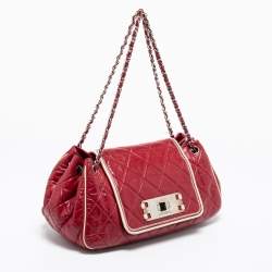 Pre Owned Chanel Red Quilted Leather East West Reissue Flap Bag