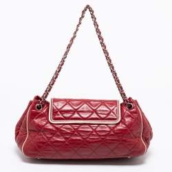 Pre Owned Chanel Red Quilted Leather East West Reissue Flap Bag