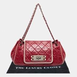 Pre Owned Chanel Red Quilted Leather East West Reissue Flap Bag