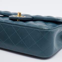 Pre Owned Chanel Pine Green Quilted Leather New Mini Classic Flap Bag