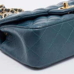 Pre Owned Chanel Pine Green Quilted Leather New Mini Classic Flap Bag