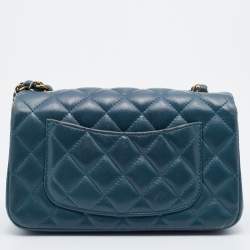 Pre Owned Chanel Pine Green Quilted Leather New Mini Classic Flap Bag