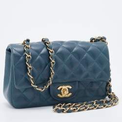 Pre Owned Chanel Pine Green Quilted Leather New Mini Classic Flap Bag