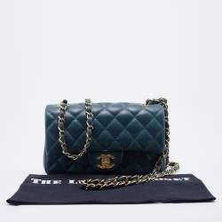 Pre Owned Chanel Pine Green Quilted Leather New Mini Classic Flap Bag