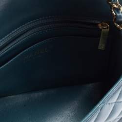 Pre Owned Chanel Pine Green Quilted Leather New Mini Classic Flap Bag