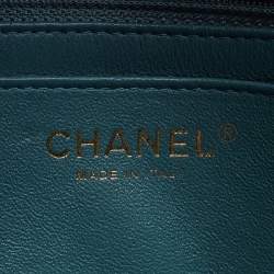 Pre Owned Chanel Pine Green Quilted Leather New Mini Classic Flap Bag