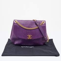 Pre Owned Chanel Purple Python Crossbody Flap Bag