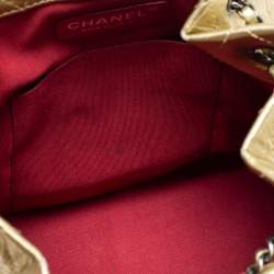 Pre Owned Chanel Metallic Gold Quilted Laminated Leather Small Gabrielle Backpack